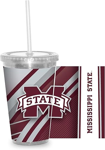 Miniatura 29 de Rico Industries NCAA Sports Team - Vaso transparente de 16 onzas con pajilla, vaso de viaje del color del equipo para fanáticos de los deportes
