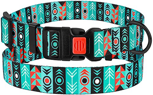 Collardirect Dog Collar For Small Medium Large Dogs Or Puppies, Cute Unique Design With A Quick Release Buckle, Tribal Ethnic Aztec Pattern, Adjustable Soft Nylon (Ethnic, Neck Fit 14"-18") #TOP4