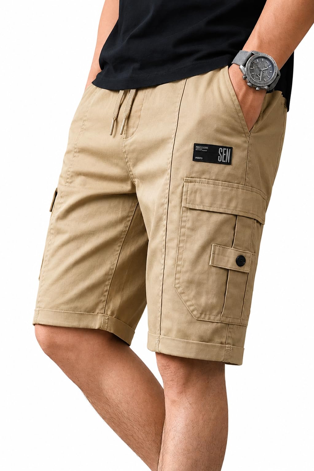 Men Cotton Cargo Shorts | Summer Casual Shorts for Men | 5 Pocket Utility Shorts | Regular Fit-image-0