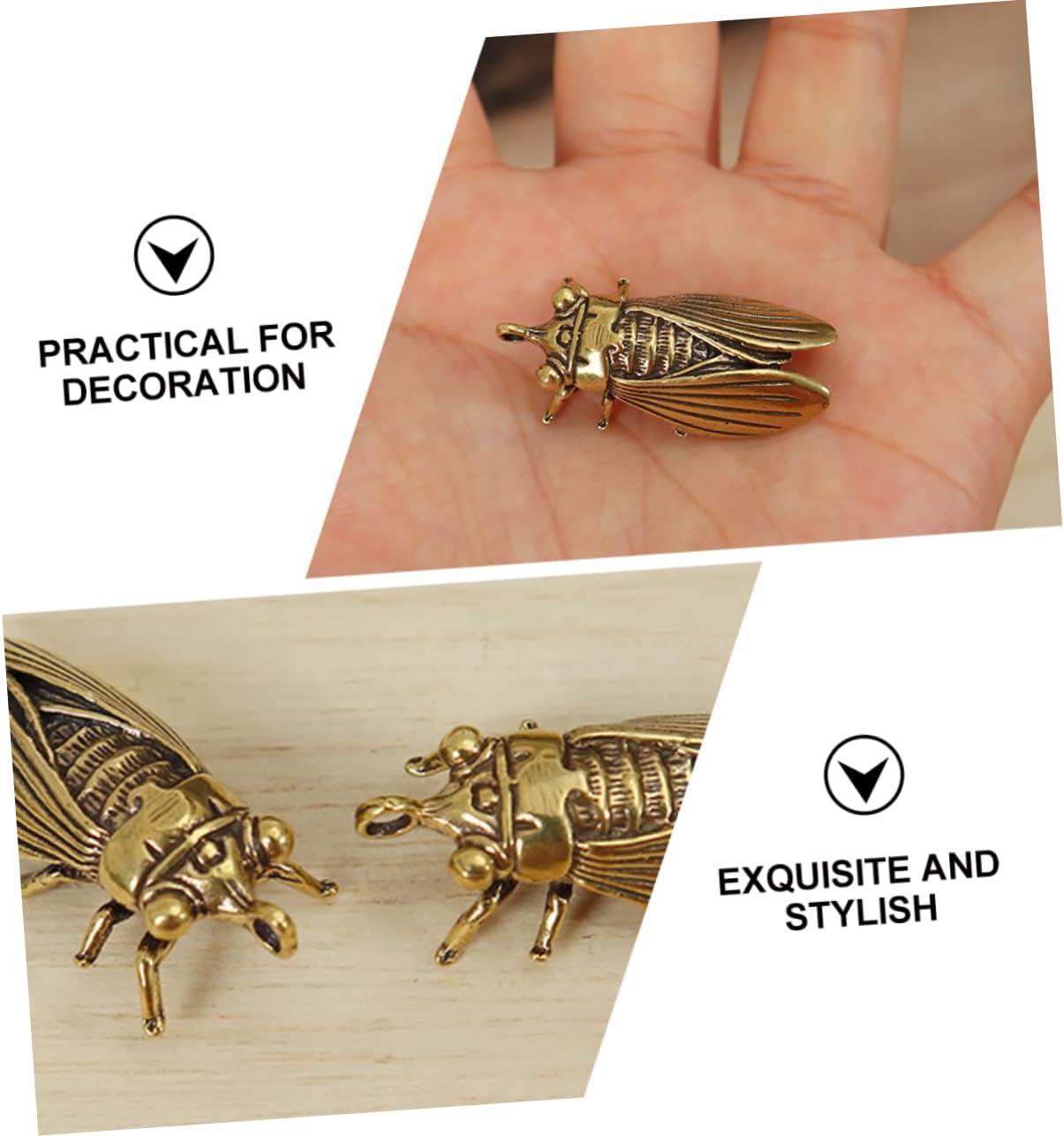 5 Piece Brass Cicada Keychain Decor for Bags and Keys image 4