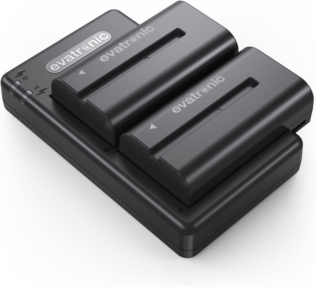 Evatronic NP-F550 Battery Charger Set, Compatible with Sony Battery NP-F970 F960 F770 F750 F570 F550 F530 F330 TR516 TR716 TR818 TR910 TR917 LCD,Dual Slot, Monitor, Camera Slider (2-Pack 2900mAh)