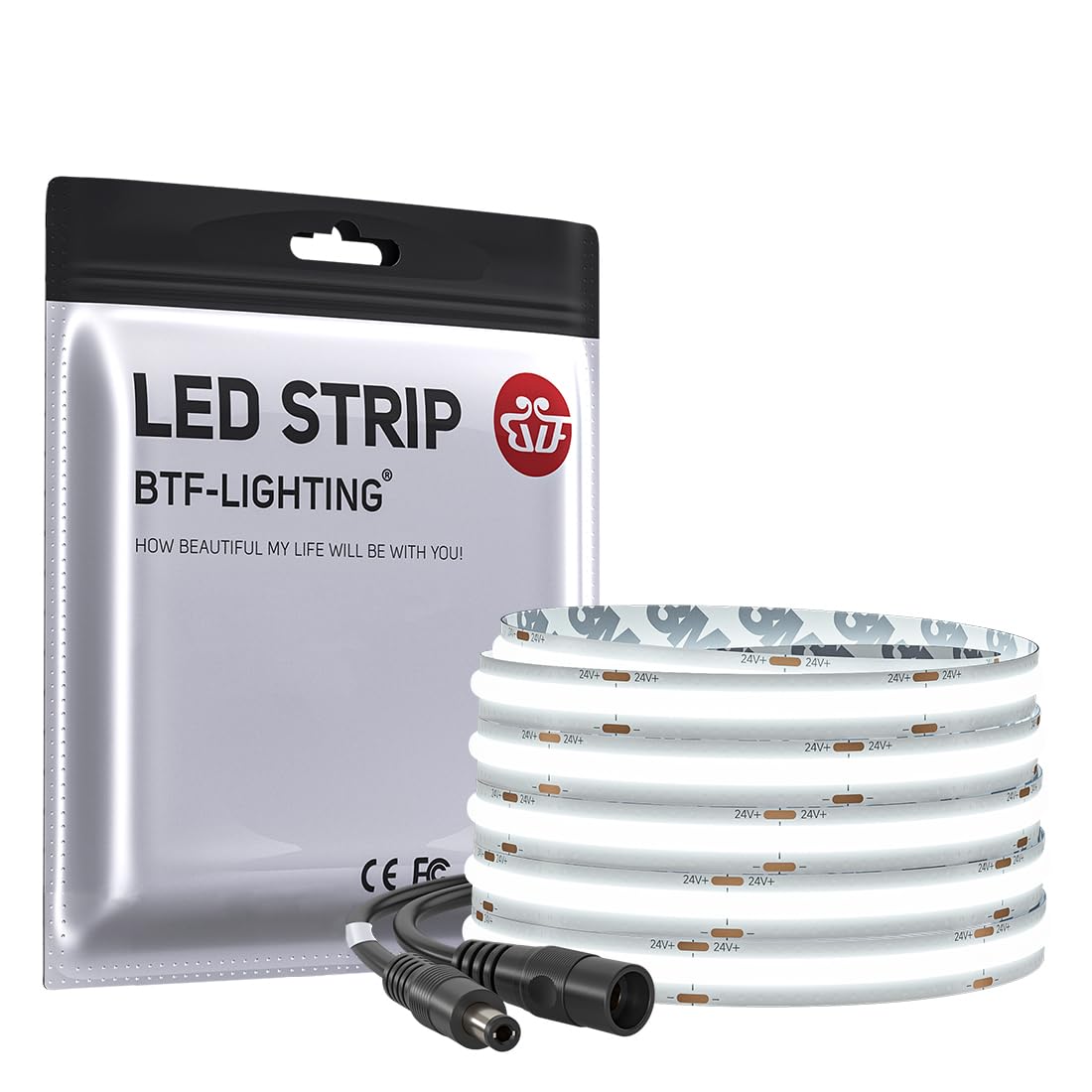 BTF-LIGHTING COB FCOB LEDテープライト 高密度 高ルーメン 596LM/m 5M 480LEDs/m 6000K 10mm