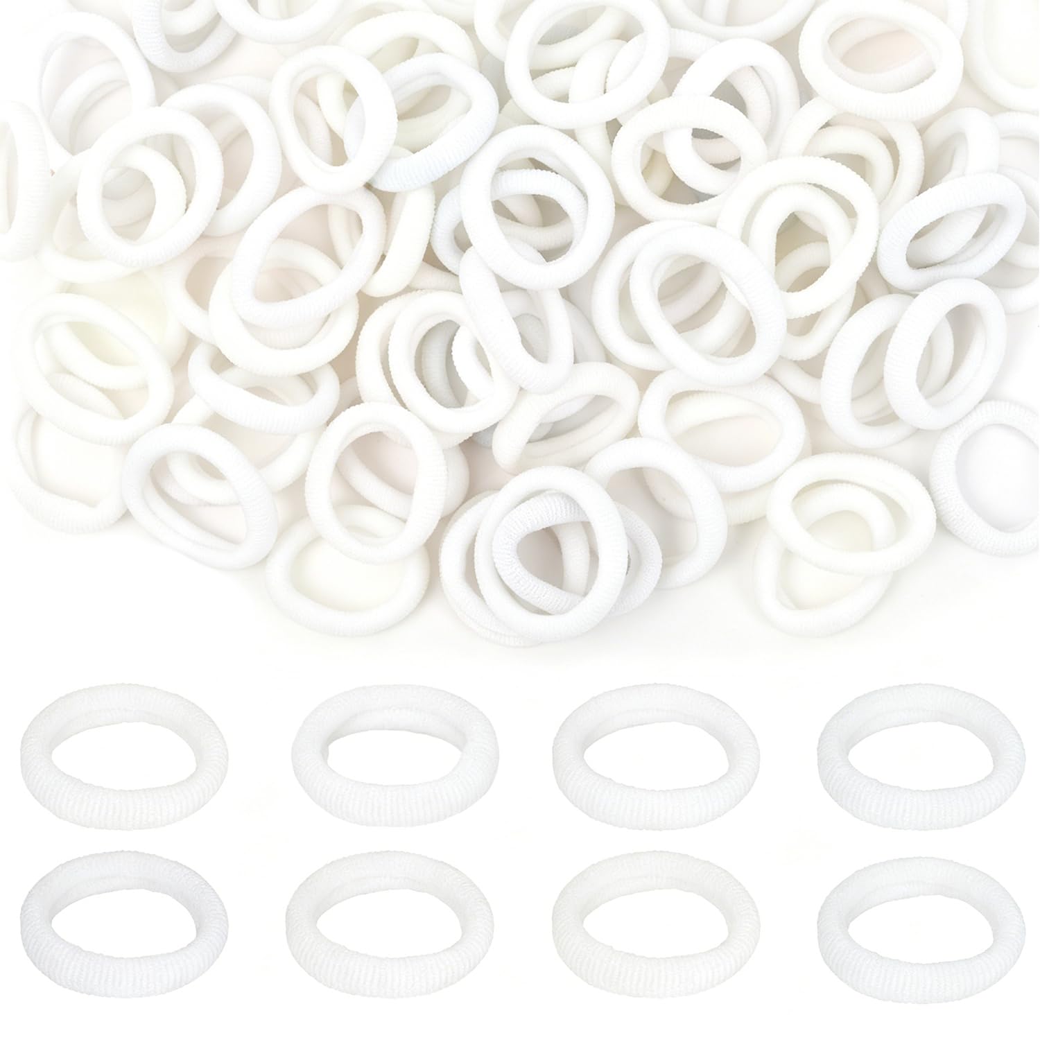 100 Élastiques à Cheveux pour Bébés, Blancs | Accessoires Cheveux Filles, Nourrissons, Enfants