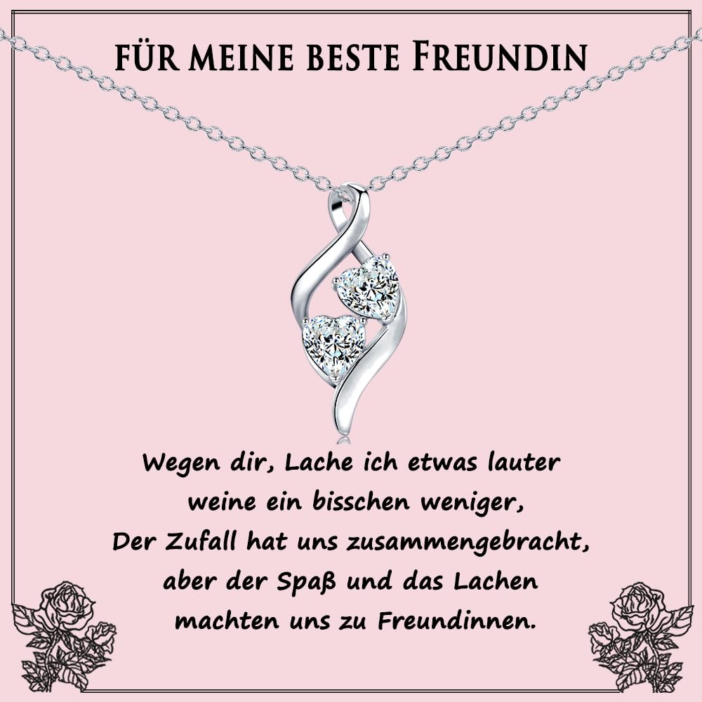 USEEDOVIA Kette Geschenke Mutter/beste Freundin/Oma/Schatz/Schwester Doppelherz AAA Zirkonia Anhänger Herz Halskette Muttertagsgeschenk Geburtstagsgeschenk Valentinsgeschenk