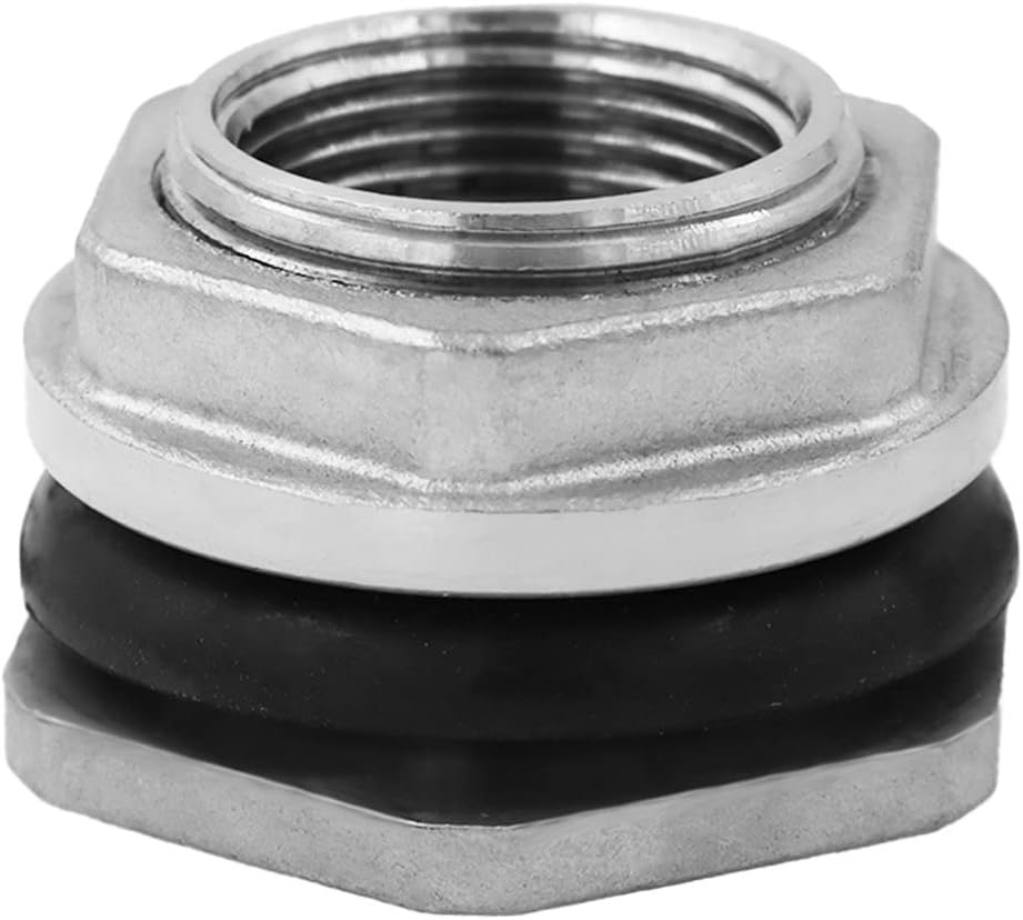 2" Bulkhead Water Tank Connector - SUS304 Stainless Steel Thru-Bulk Fitting, Pipe Adapter for Rain Barrels, Aquariums, Tubs, Pools, Spigot
