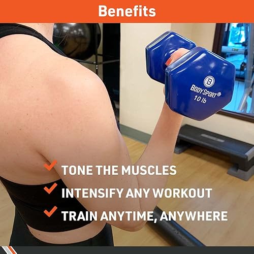 Miniatura 2 de Body Sport Mancuerna recubierta de vinilo para mano, mancuerna de ejercicio y fitness para entrenamiento de equipo de gimnasio en casa