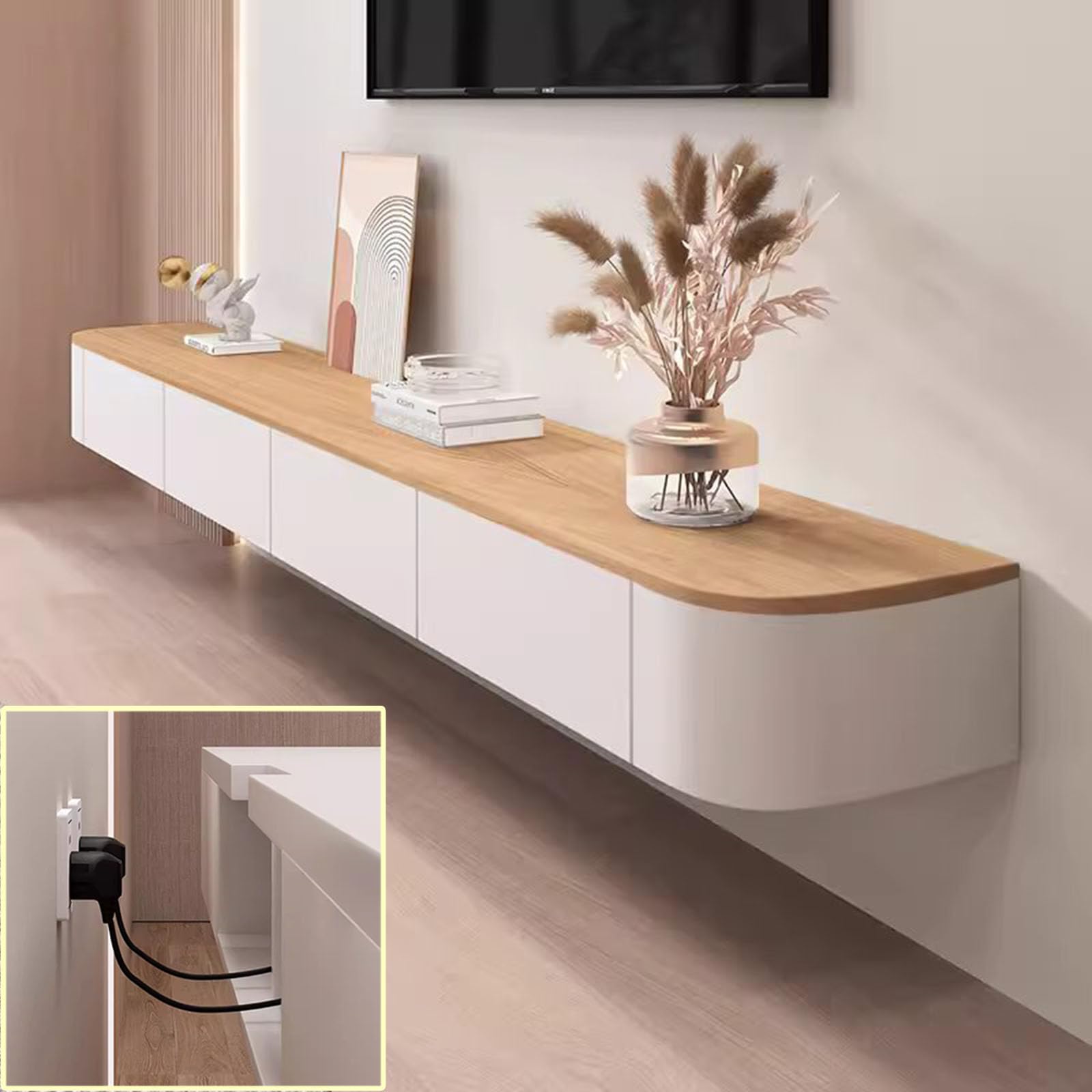 LXDXIOY Floating TV Stand Large Floating TV Shelves Wall Mounted Multi Storage Compartment TV Media Console Floating TV Cabinet Bench Under TV Storage