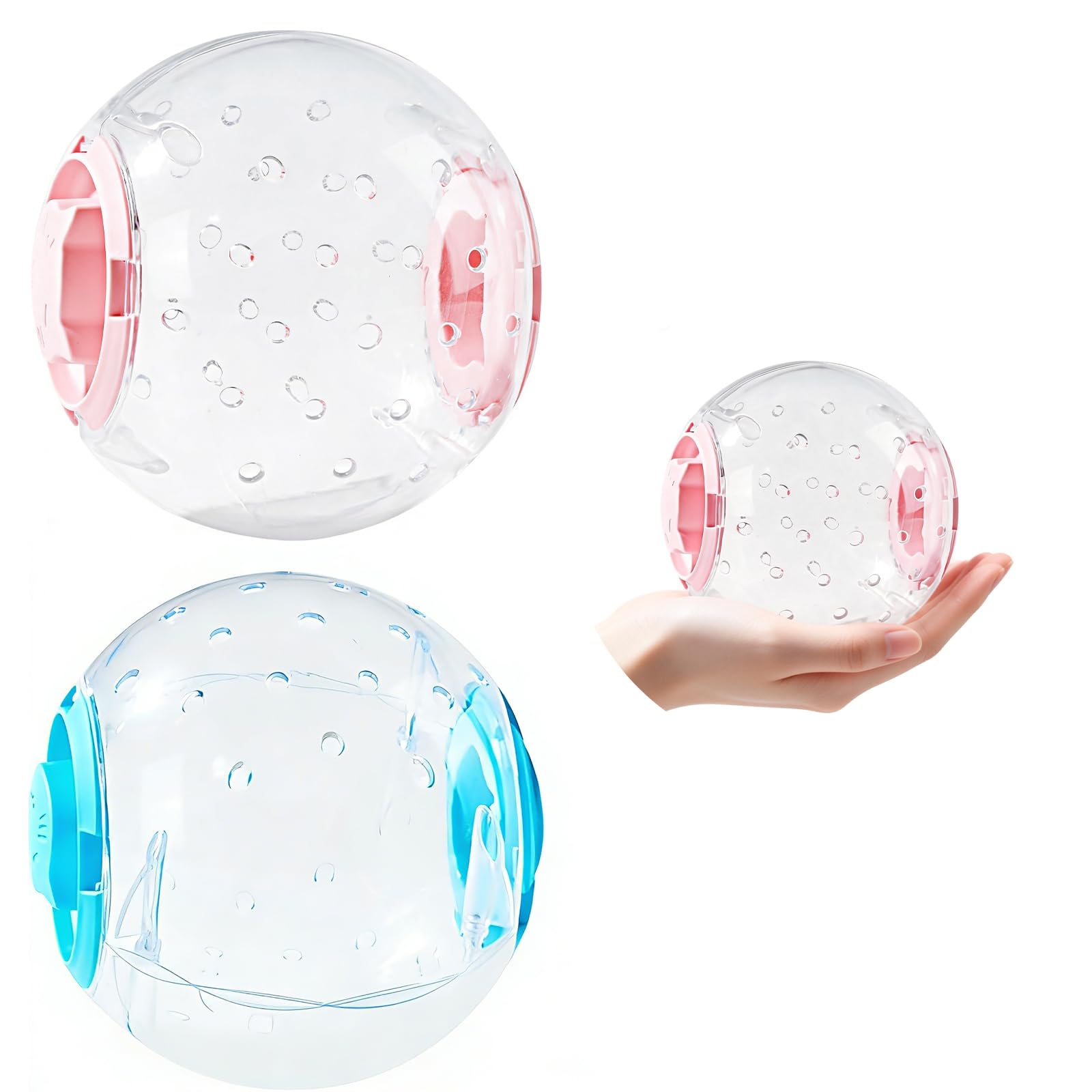 2-Pack Hamster Ball for Small Pets – 16cm Transparent Exercise Ball with Feeding Ports, Durable, Safe, and Fun, Ideal for Hamsters, Mice & Small Animals