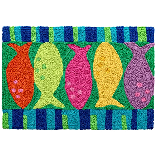 Watercolor Fish Jellybean Accent Rug with Fish Coastal Rug 20"x30" Doormat