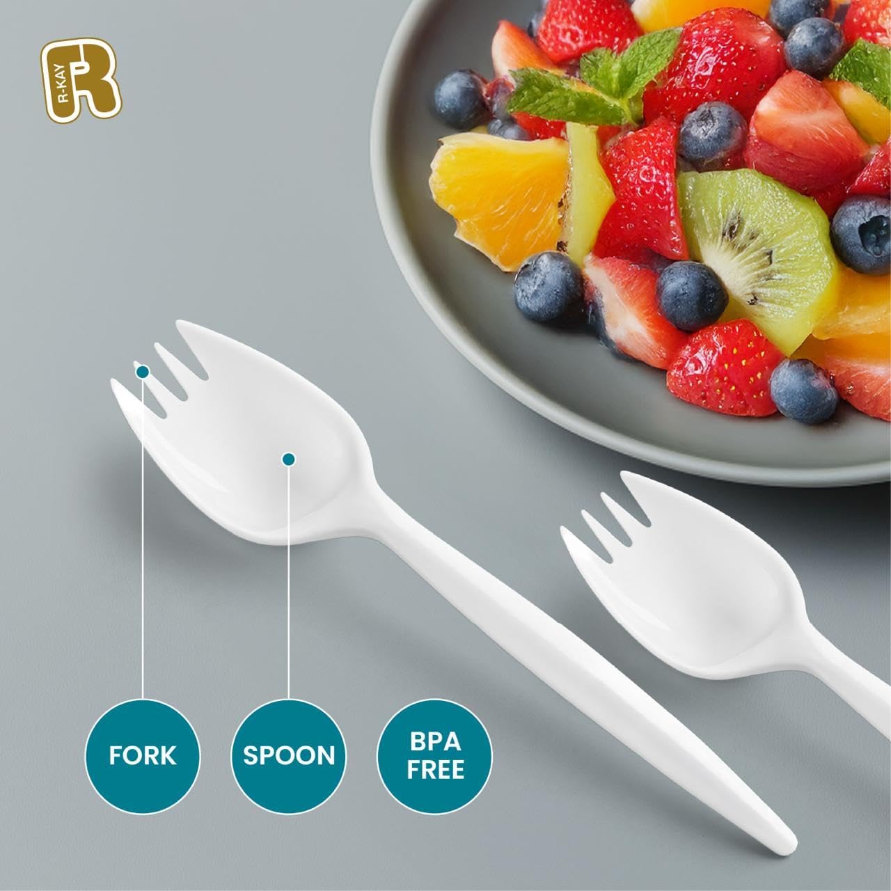 White Plastic Sporks Bulk 1000 Count - Medium Weight Bulk Sporks Disposable For Home, Parties And Caterings, Premium Disposable Sporks.