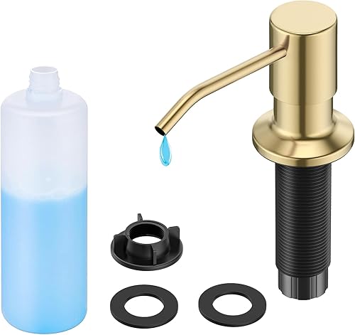 Miniatura 9 de FORIOUS Dispensador de jabón para fregadero de cocina negro, dispensador de jabón integrado para fregadero de cocina, negro mate, dispensador de