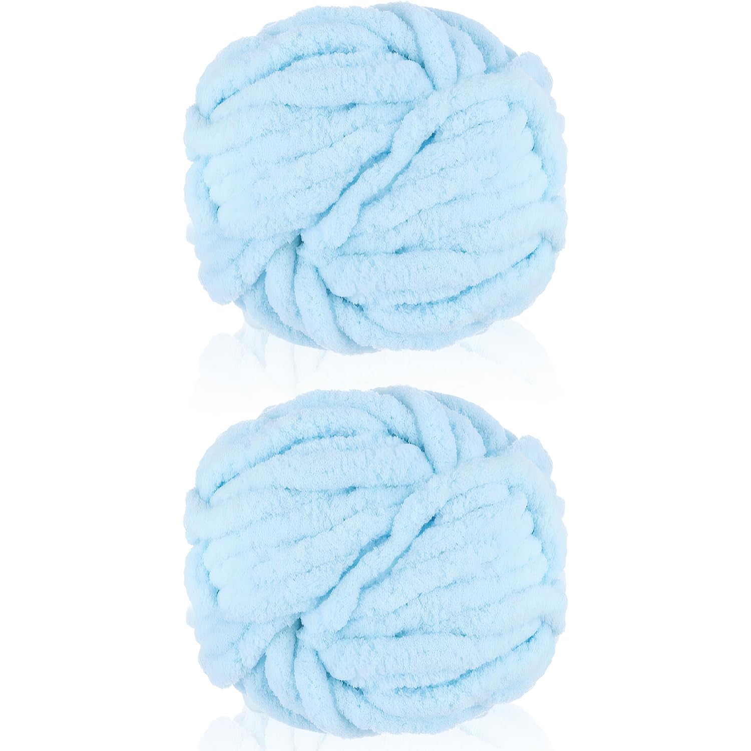 Cnwinu 2 Pack Chunky Yarn,240g Chenille Yarn for Hand Knitting,Multi-Colored Soft Thick Wool,Super Chunky Wool for Knitting&Crocheting Blanket,Cushion,Pet Beds,Bags,Hats,Scarves(Light Blue)