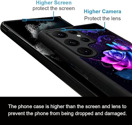 Miniatura 3 de ZHEGAILIAN Funda compatible con Samsung Galaxy S23 Ultra, Love Rose Butterfly Galaxy S23 Ultra para niñas, antideslizante, funda de TPU suave