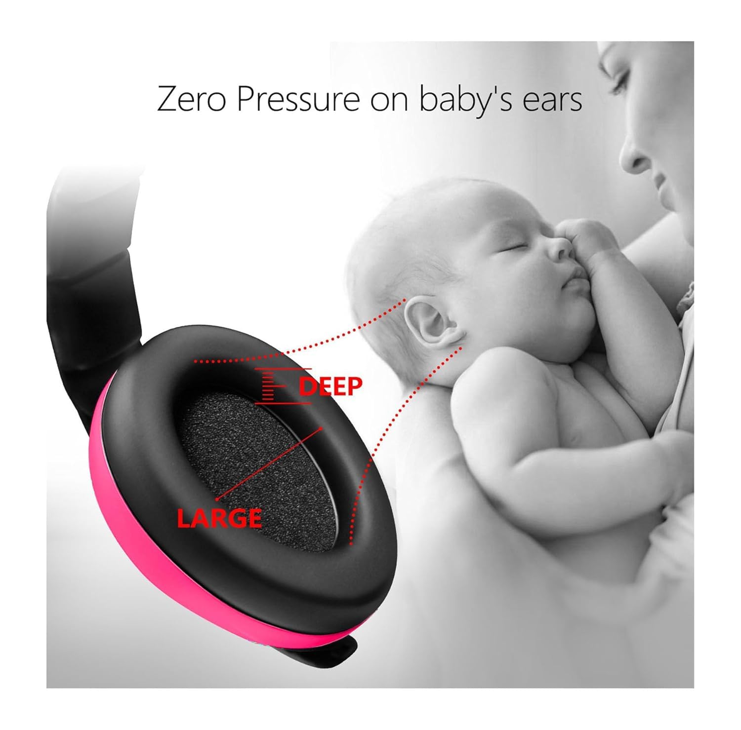 Baby Ear Protection Noise Cancelling Headphones for Kids | Adjustable & Lightweight Earmuffs for Infants & Toddlers | Hearing Protection for Concerts, Travel, Fireworks, Events - Soft & Safe (Pink) 1