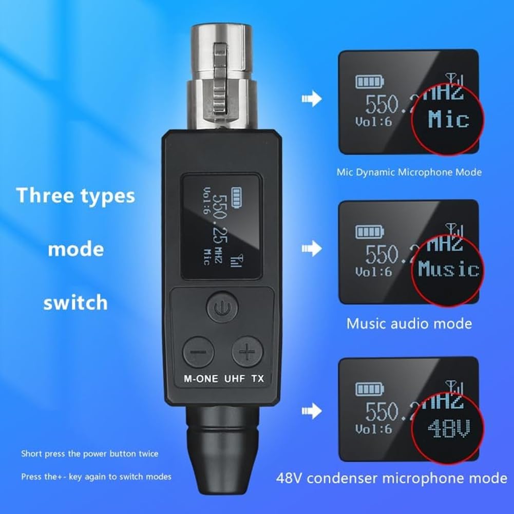 de Micrófono Inalámbrico con Transmisor y Receptor XLR para Micrófonos Dinámicos/de Condensador, Guitarra Eléctrica/Bajo