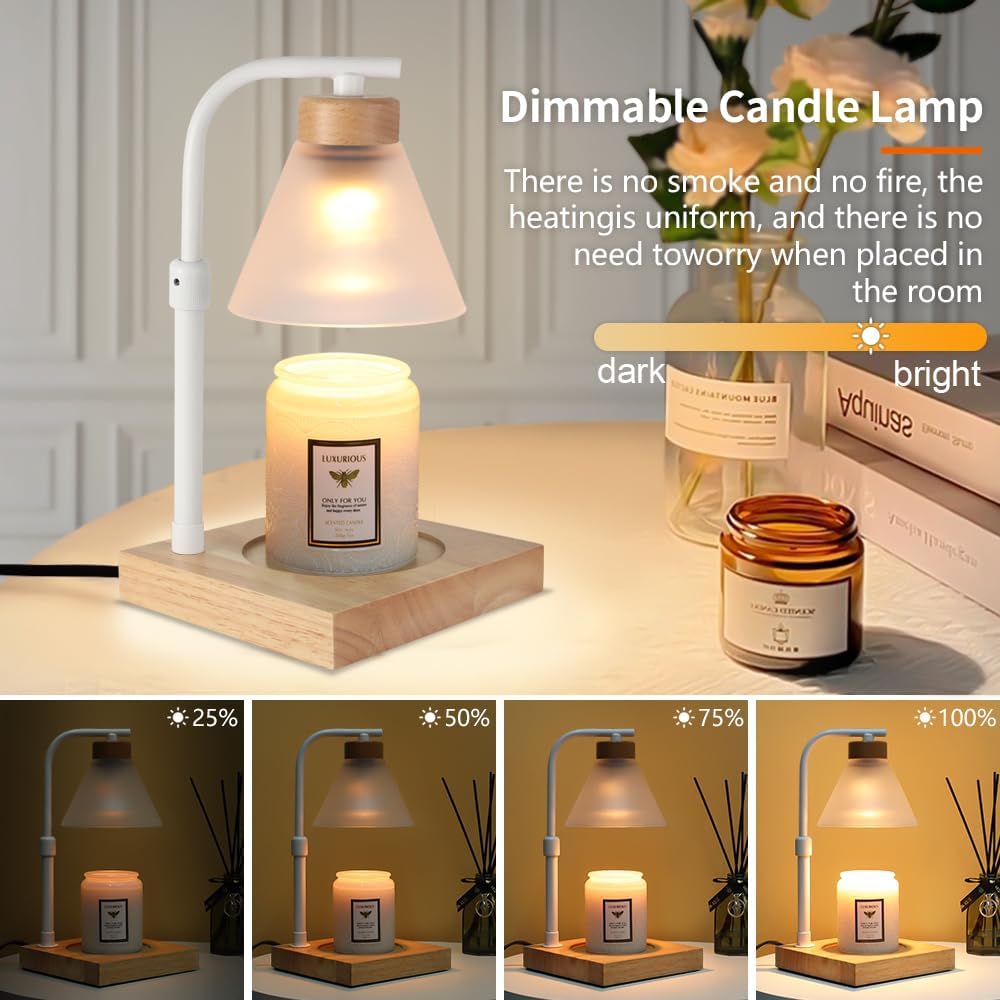 nawaza Dimmable Candle Warmer Lamp Electric Light for Candle Melter Scented Candles Top-Down Melting, Scented Wax Warmer for Home Offices Decor, Birthdays Gifts for Women Mom Grandma(White)