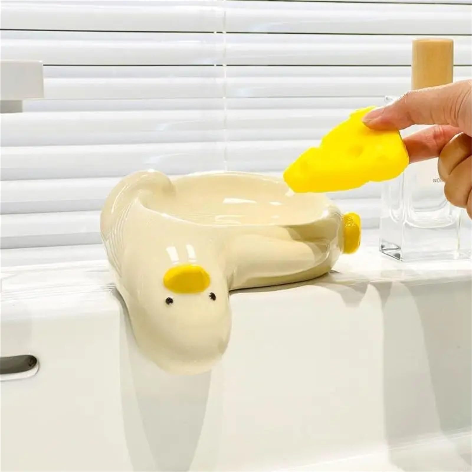 Jabonera Jabonera de cerámica | Con lavabo elevado y bandeja de baño con orificios de drenaje for barra y artículos pequeños