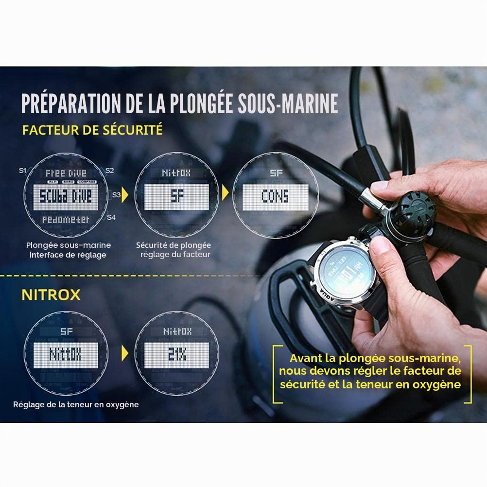 Montre numérique de sport pour homme – Montre de sport d'extérieur étanche avec altimètre, baromètre, boussole et thermomètre, montre de plongée militaire de 100 m, tracker d'activité