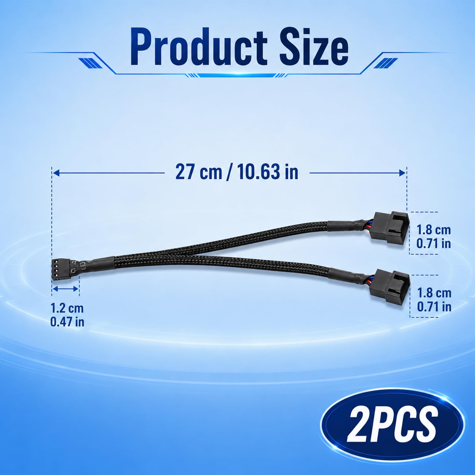 2 Stück PWM Lüfter Splitter Kabel, 4 Pin PWM Lüfter y Kabel 27 cm 1 Zu 2 PC Gehäuselüfter CPU Kühler Mainboard Verteiler 4 Pin Und 3 Pin Anschluss Computer Gaming Workstation Kühlung Kabelmanagement
