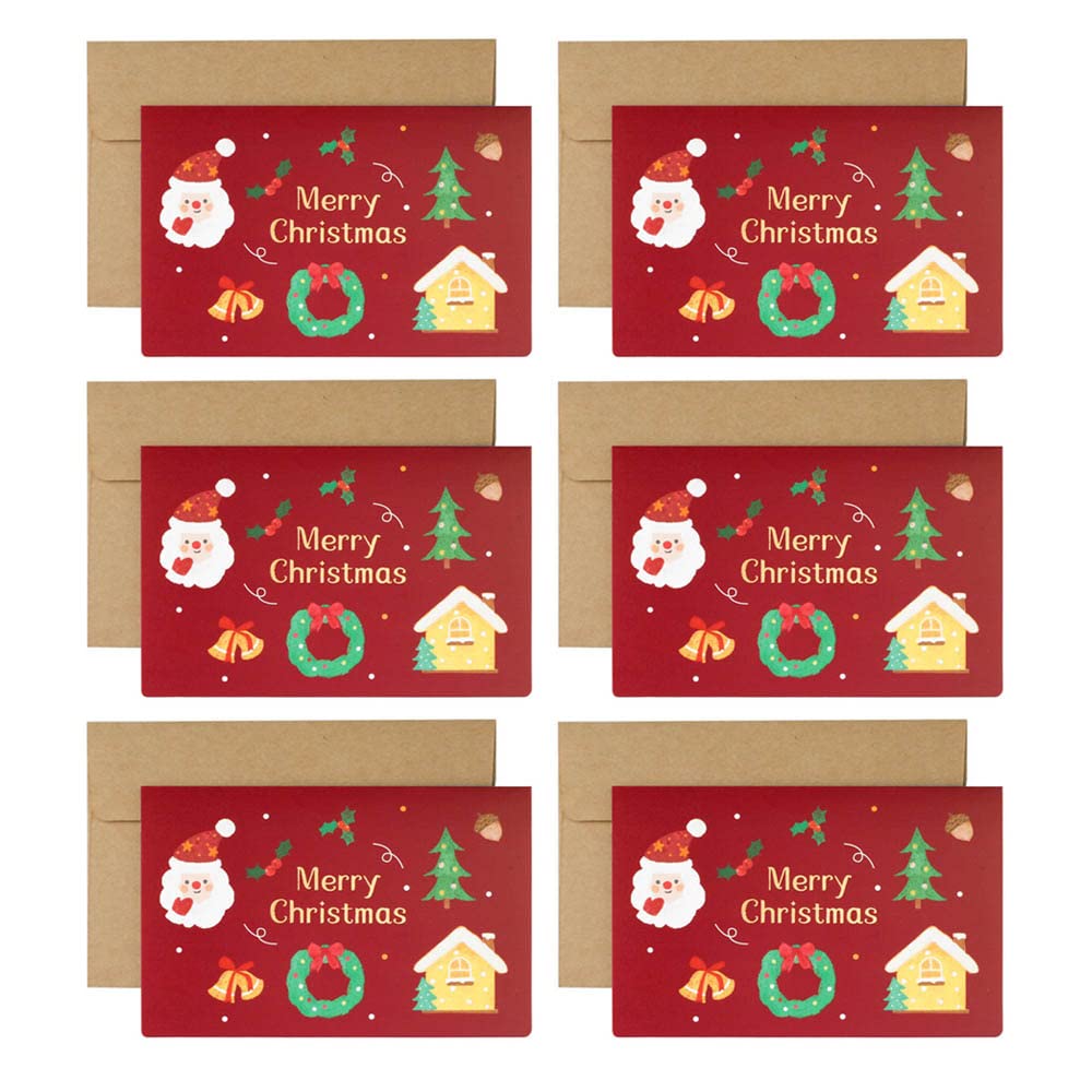 Cartes de vœux de Noël pliantes avec enveloppes pour fêtes d'hiver, lot de 6