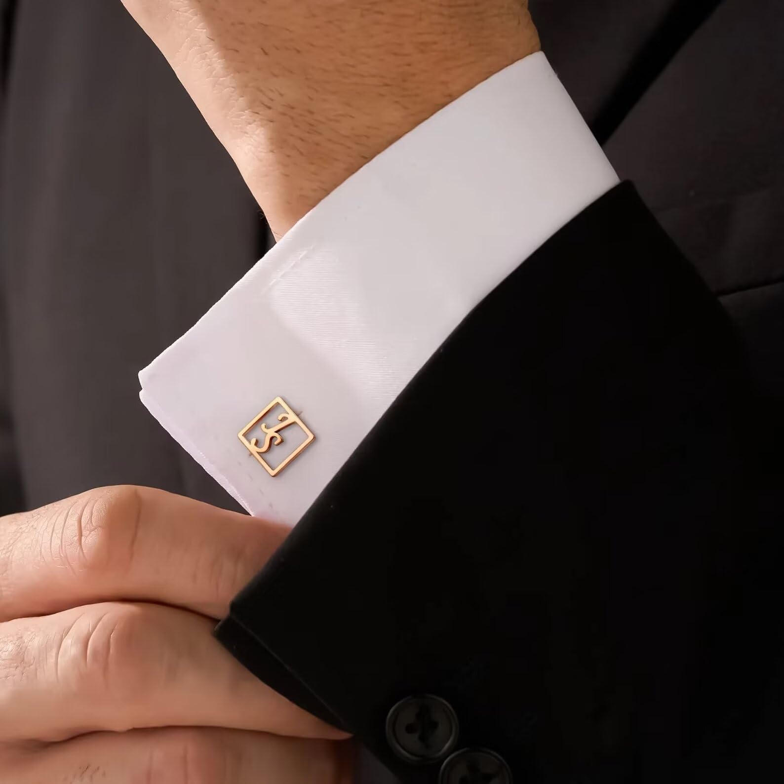 Gemelos iniciales personalizados para hombres - Gemelos con nombre - Gemelos de acero inoxidable - Gemelos personalizados para él - Regalo para papá