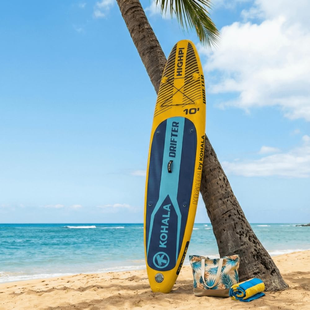 Kohala Tabla Paddle Surf Hinchable Drifter 10' (304 x 75 x 15 cm) | Pack Iniciación Completo con Remo, Bomba, Leash, Mochila y Aletas | Tabla Padel Surf PVC Monocapa Ligera