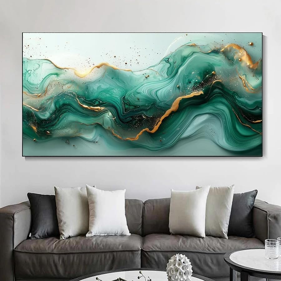 Liquide vert affiche abstraite pour sublimer le salon moderne 80x160cm
