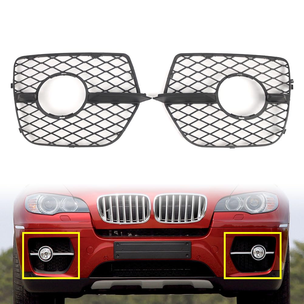 BACAR 1 Paar Frontstoßstangen-Nebelscheinwerfergitter Nebelscheinwerferabdeckung ABS Schwarz Für X6 E71 E72 Hybrid 2008-2014 2009 2010 2011 2012 2013