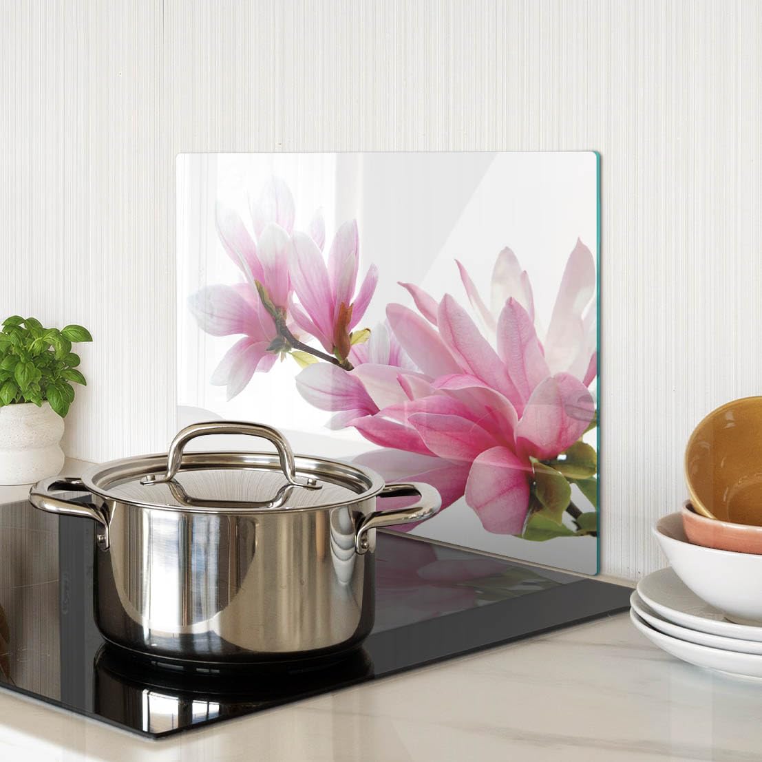 Multifunzione: Tagliere in vetro e coperchio 40x30 cm Magnolia