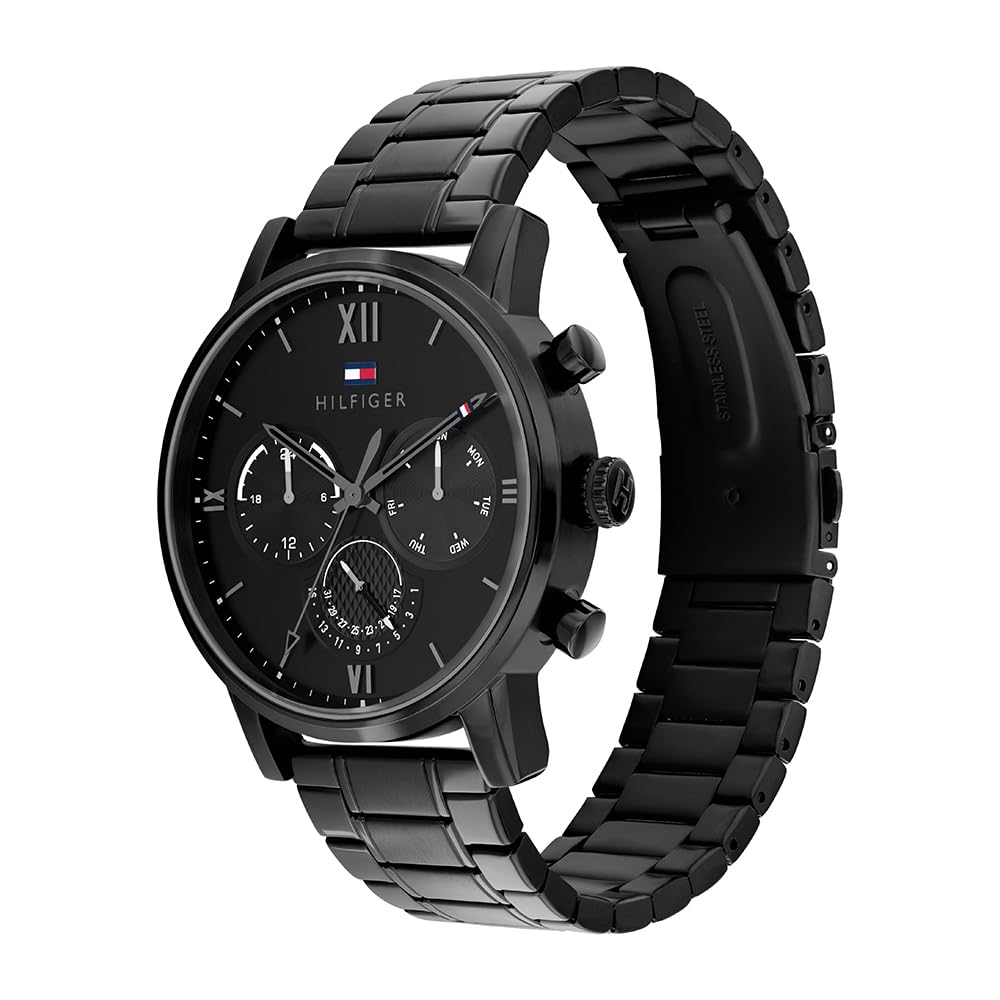 Tommy Hilfiger Orologio Analogico Multifunzione al Quarzo da Uomo con Cinturino in Maglia Metallica o a Maglie in Acciaio Inossidabile