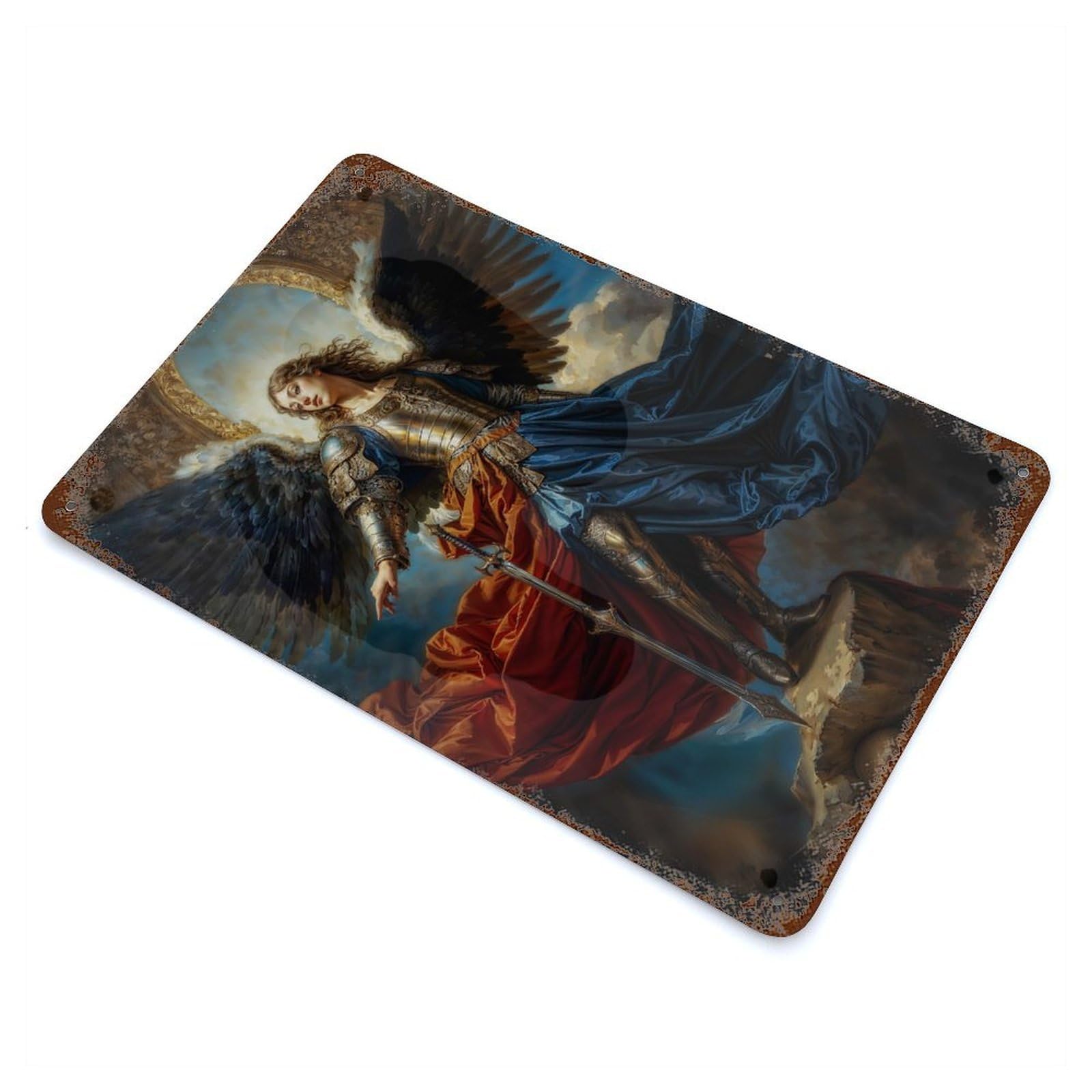 Archangel Gabriel Rust Effect Tin Sign 11.8"x7.9", Ideal for Garage, Bar And Workshop Decor