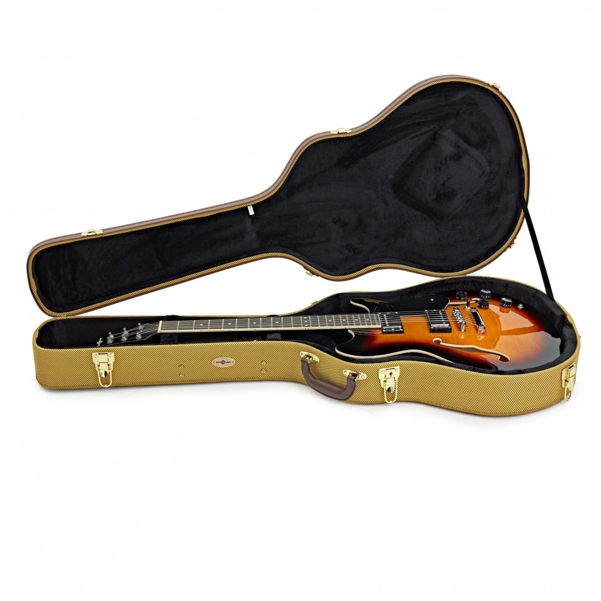 gear4music Custodia per Chitarra Semiacustica, Tweed | Adatta a chitarre semi-acustiche, custodia rigida durevole, design tweed, lunghezza max 1100mm