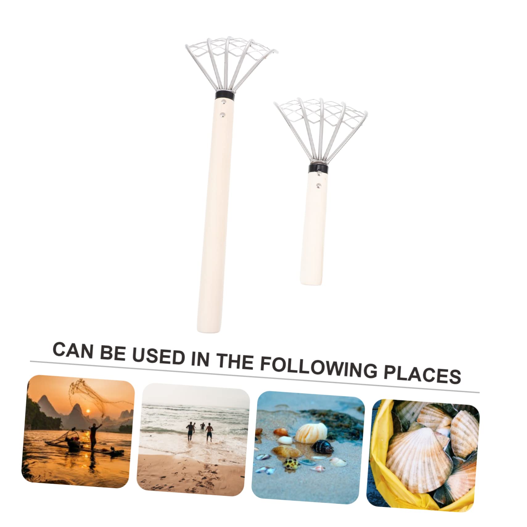 Toyvian Handrechen Leicht zu Reinigen mit 5 Zinken 2 Stück aus Edelstahl und Holz zum Schnellen Ausgraben von Meeresfrüchten Am Strand