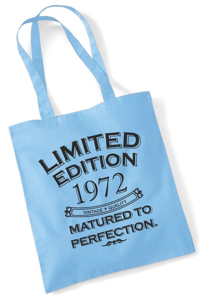 Fun Birthday Gift Present Sky Blue Tote Shopping Cotton Bag Limited Edition Matured To Perfection Birth Year 1972