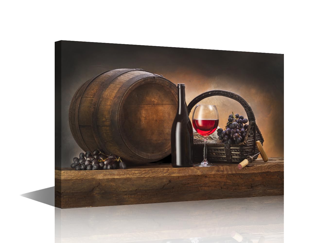 Wine Canvas Wall Art Wine Glass Pictures for Kitchen 1 Panel Prints on Canvas Giclee Abstract Red Wine Paintings Black and White Artwork Modern Home Decor Framed Stretched Ready to Hang 18x12 in