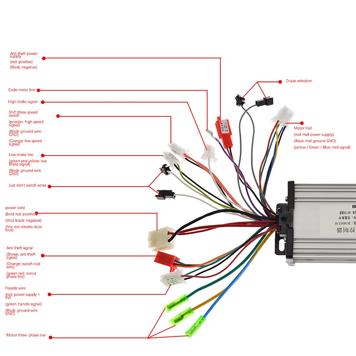 jayzee 36V 48V 350W Fahrrad Brushless Controller 6 Tube Dual Mode für Fahrrad Geschwindigkeit Intelligenter Dual Motor Teil
