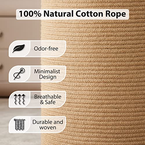Jute Rope Laundry Hamper Basket, 58L Tall Laundry Basket for Blanket Storage, Large Baby Nursery Hamper for Laundry, Woven Clothes Hamper for Bedroom, Living Room - Image 4