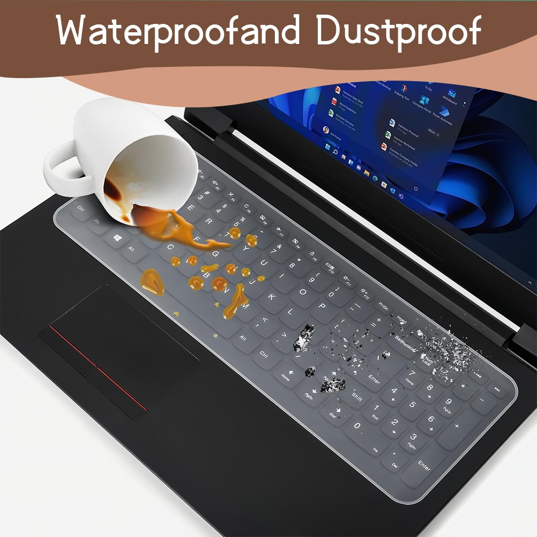 2 Pièces Film Protecteur de Clavier pour Ordinateur Portable, 15-17 Pouces Protege Clavier Silicone, Transparent Universel Protection Clavier
