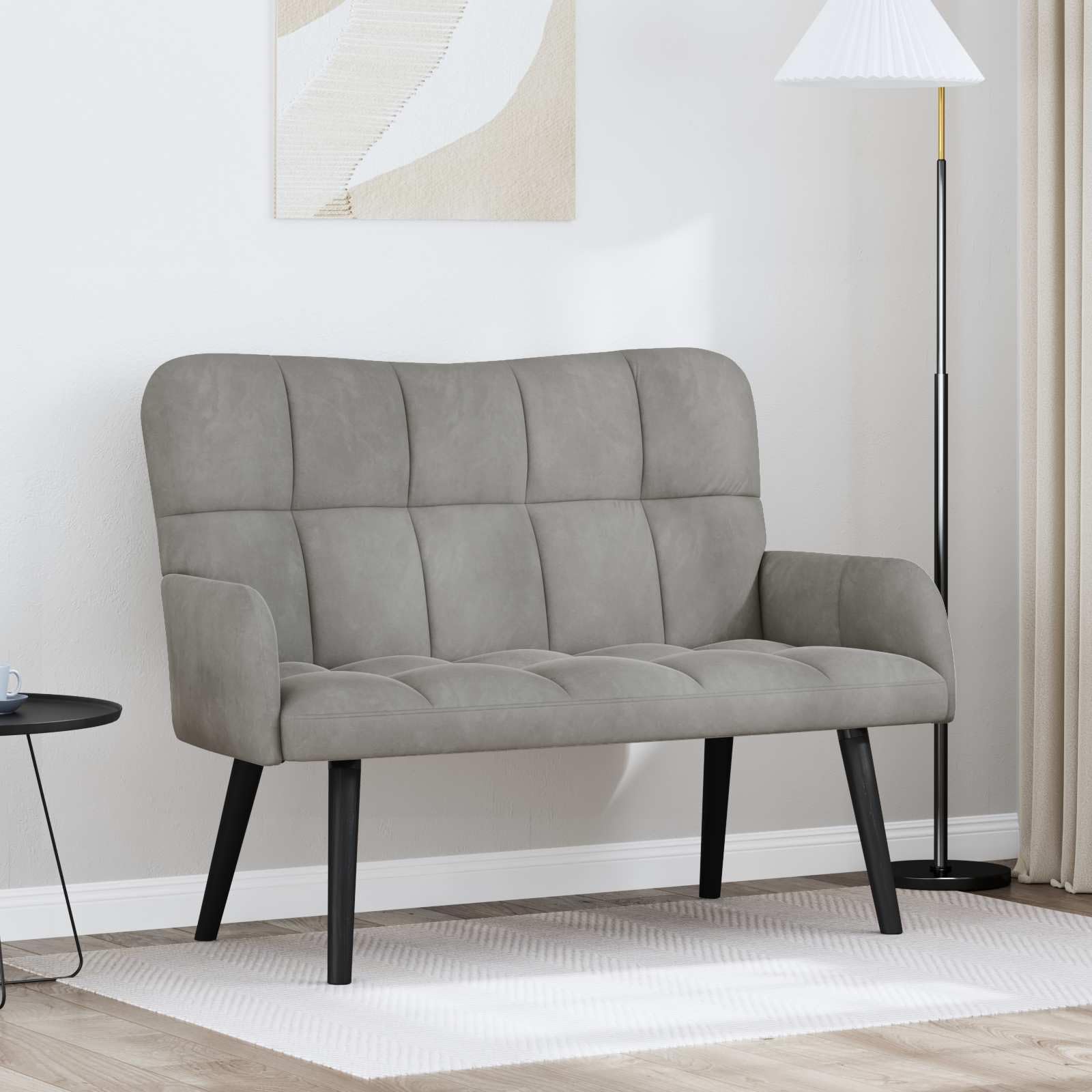 新品　ソファ　ソファー　2人掛け　ソファセット　クッション付き　ライトグレー Amazon｜vidaXL 2人掛けソファ ライトグレー 115 x 61 x 87 cm
