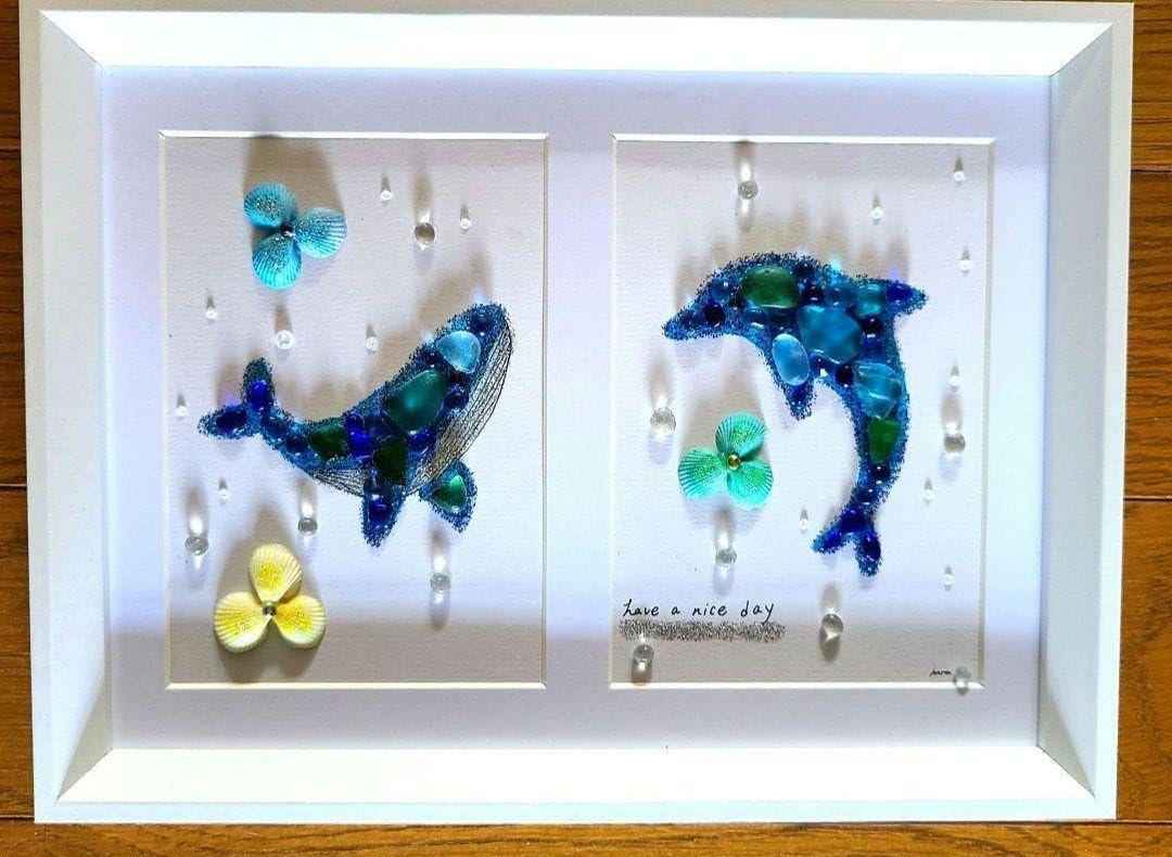 シーグラスアート（チャコちゃんとクジラちゃん〜夏〜）専用ページです☆ 88aba2c7e9ba1fba4d55eaa16201d3
