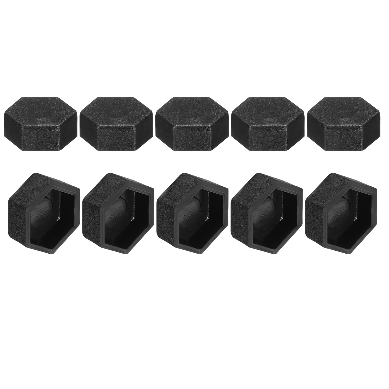 Photo 1 of uxcell 10Pcs Hex Nut Cover, M8x14x7mm Plastic Nut Protection Cap Hex Screws Bolt Covers for Indoor Outdoor Furniture Automotive Bolts Decoration, Black