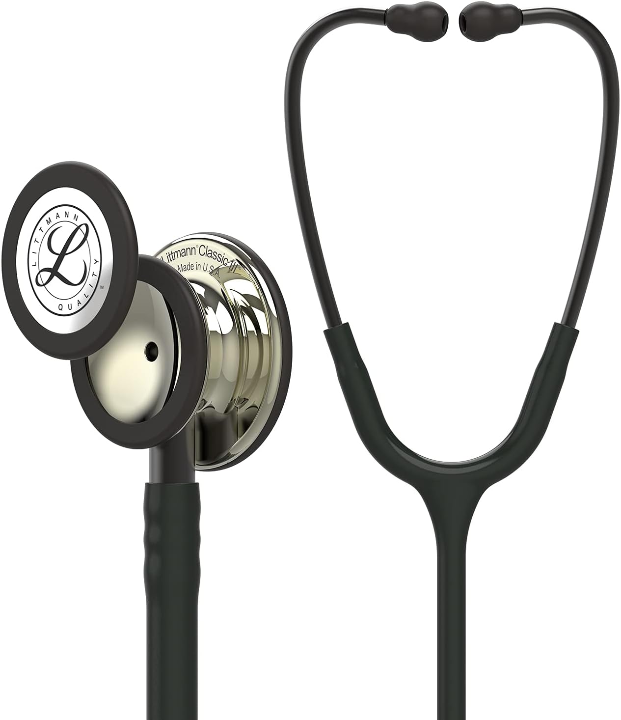 3M Littmann Classic III Monitoring Stethoscope, Champagne - Finish Chestpiece, Black Tube, Smoke Stem and Headset, 27 inch, 5861