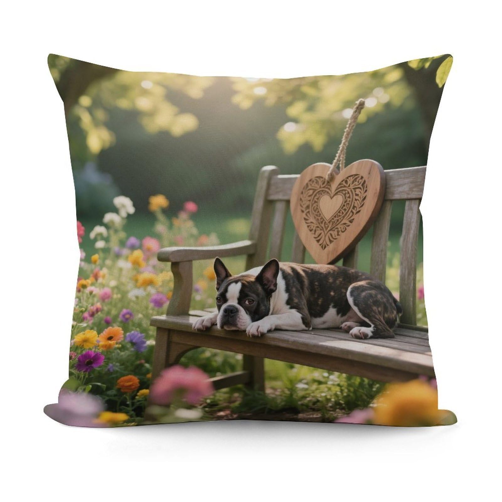 VstaDank Boston Terrier Pillow Cover with Invisible Zipper Square Throw Pillowcase Plush Couch Sofa Pillow Case 18x18 Inch Decorative Throw Cushion Covers for Sofa Living Pillowcover