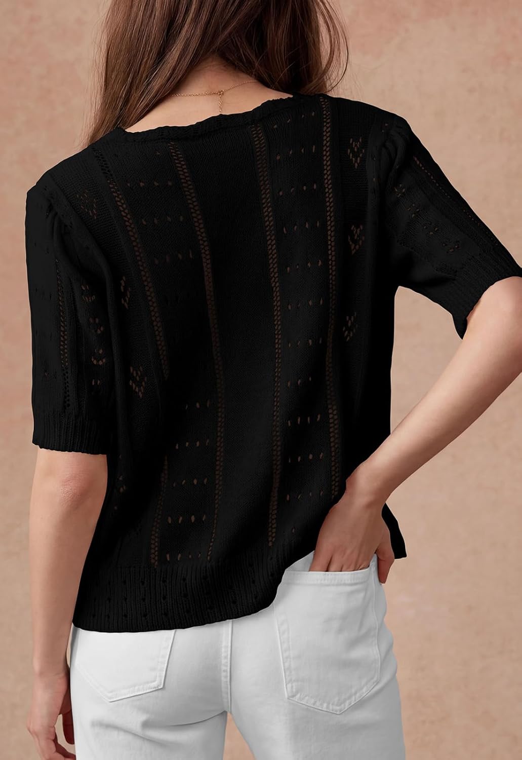 PRETTYGARDEN Womens Short Sleeve Crochet Knit Sweater Spring Fashion 2026 Button Down Lightweight Cardigans Summer Tops - Image 5