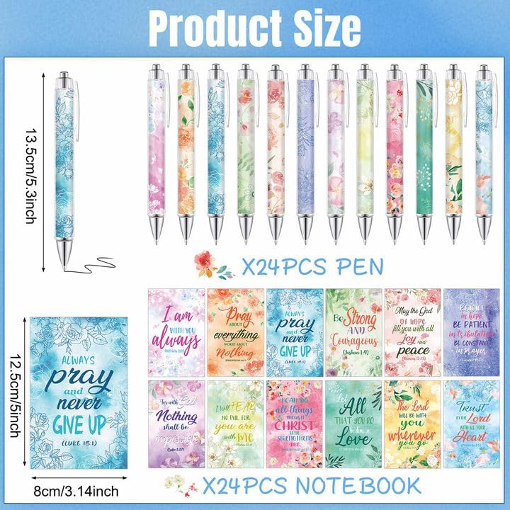 MALOKI 48 Pcs Floral Flower Pens with Notepads Set Pretty Fancy Ballpoint Pens Lined Notebook Small Notepad Memo Pads Set Gifts for Womens Mother's Day School Office Supplies - Image 2