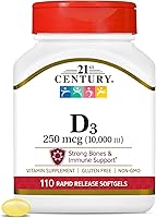 Vista 1 de 21st Century Vitamina D3 250 mcg (10,000 UI) Cápsulas blandas de liberación rápida, 110