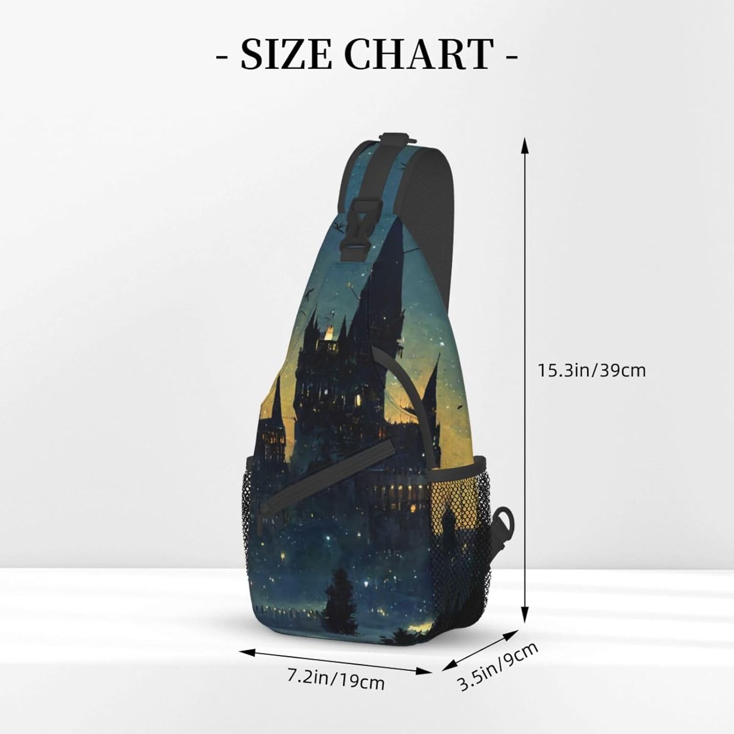 Wizard Castle Halloween Goth Sling Bag Crossbody Backpack for Women Men Hiking Travel Bag Pouch Small Daypack Casual Pack Cross Chest Bag Outdoor