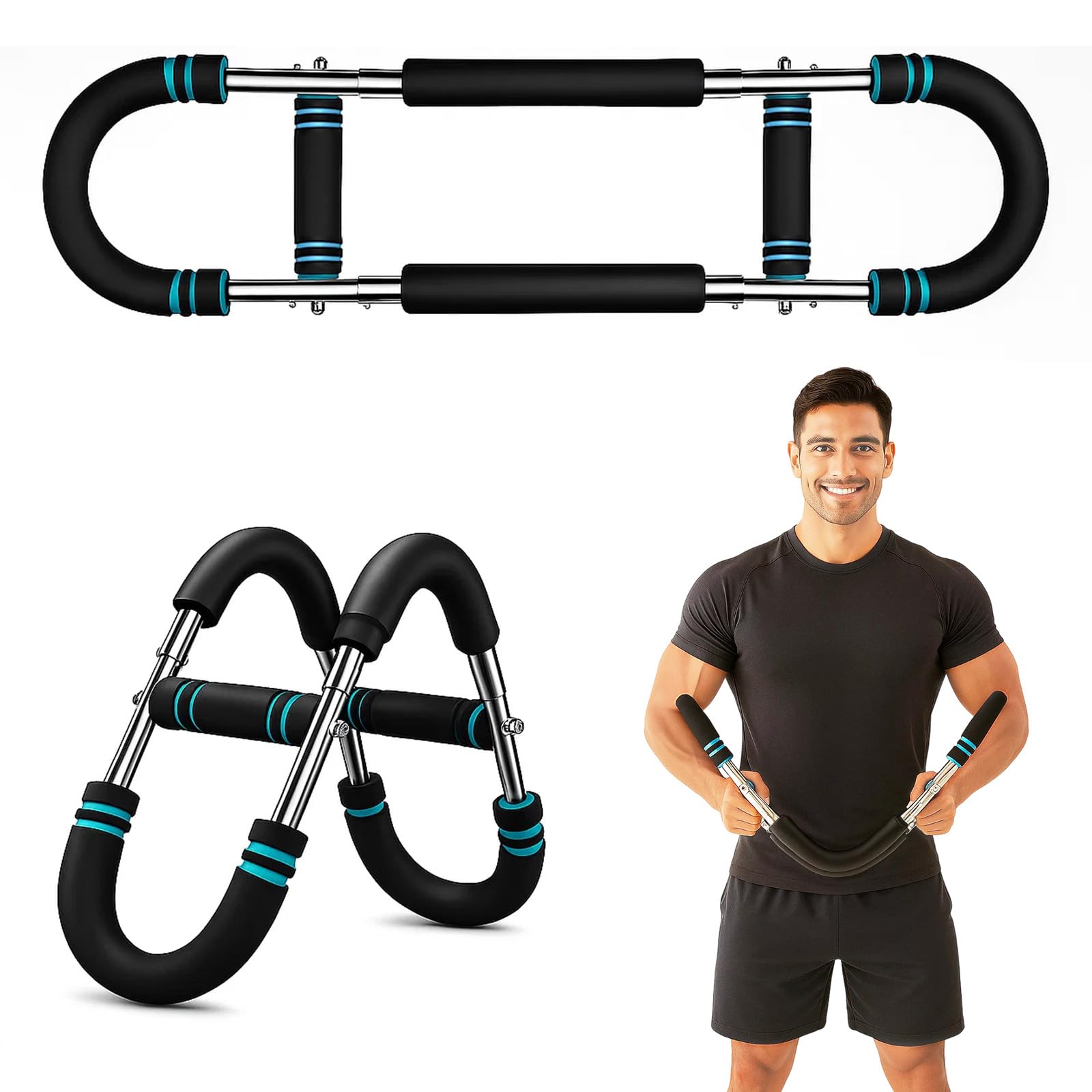 Twister Arm Trainer Exerciser Chest Exerciser Adjustable Arm Machine for Strength Training Chest Upper Body Muscle Mechanical Body Strength Fitness Equipment for Home Gym (Blue+Black, 60-100 lb)