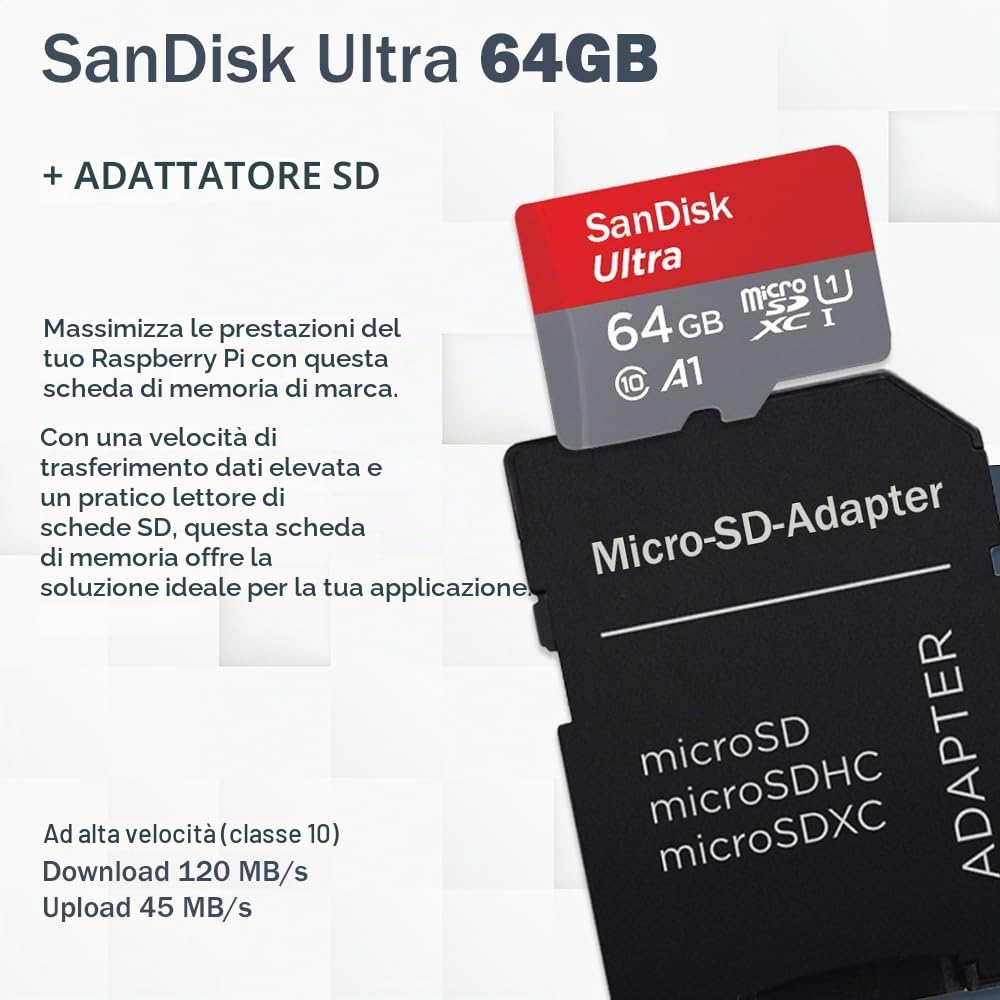 Raspberry Pi 5 8 GB Starter Kit nero | Alimentatore USB-C 45 W | Alloggiamento con ventola | Scheda SD Ultra 64 GB | Cavo Micro HDMI 4K | Dissipatore di calore | Raspberry Pi 5 8 GB RAM
