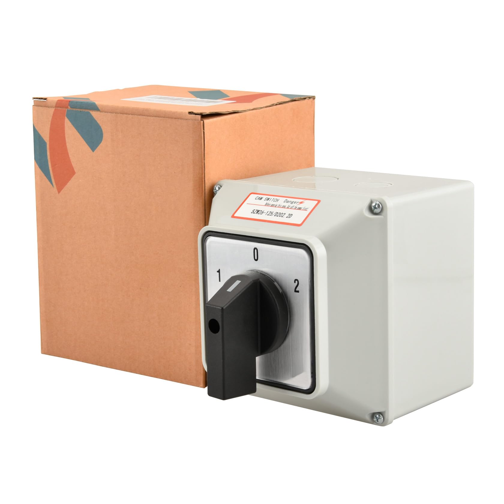 Heschen Interrupteur sélecteur universel à came rotative, SZW26-125/D202.2D, 660V 125A, ON-OFF-ON 3 positions, 2 phases, 8 bornes, avec boîtier extérieur pour l'interrupteur principal